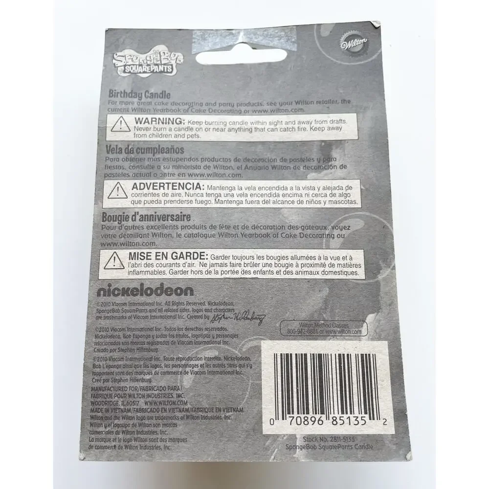 New in Package Y2K Wilton Spongebob Birthday Candle Cake Topper Rare